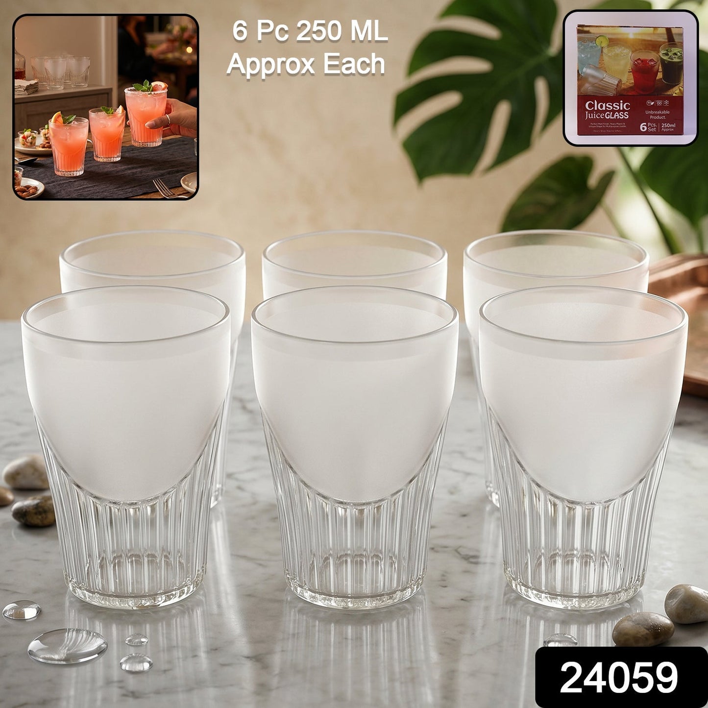 Set of 6 unbreakable plastic juice glasses by Wukusy, clear water tumblers ideal for home use