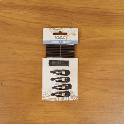 Wukusy complete hair styling accessories combo set with hair clips, elastics, and styling tools on a white background.