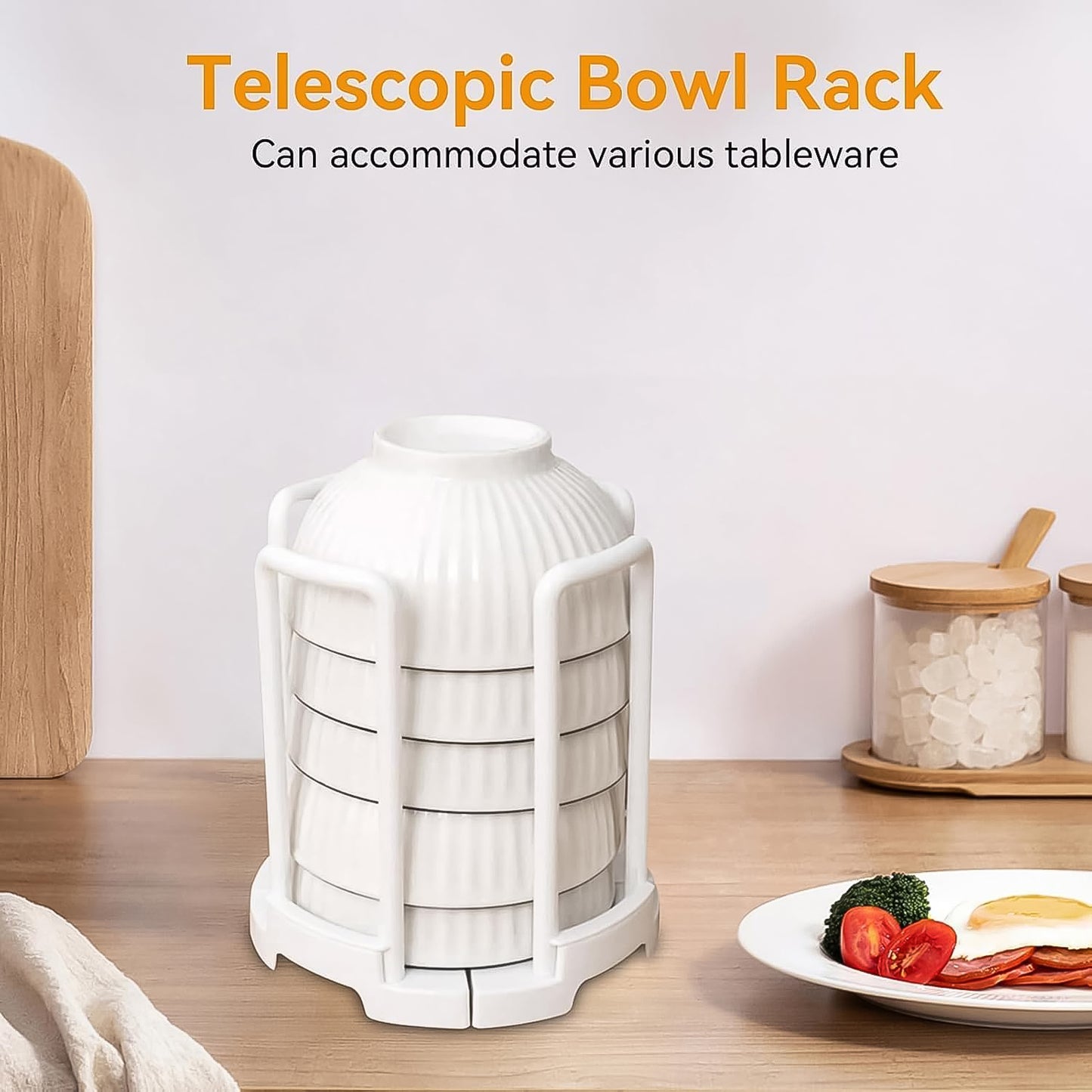 Wukusy plastic bowl holder and organizer drain rack for kitchen, designed to hold and dry bowls efficiently