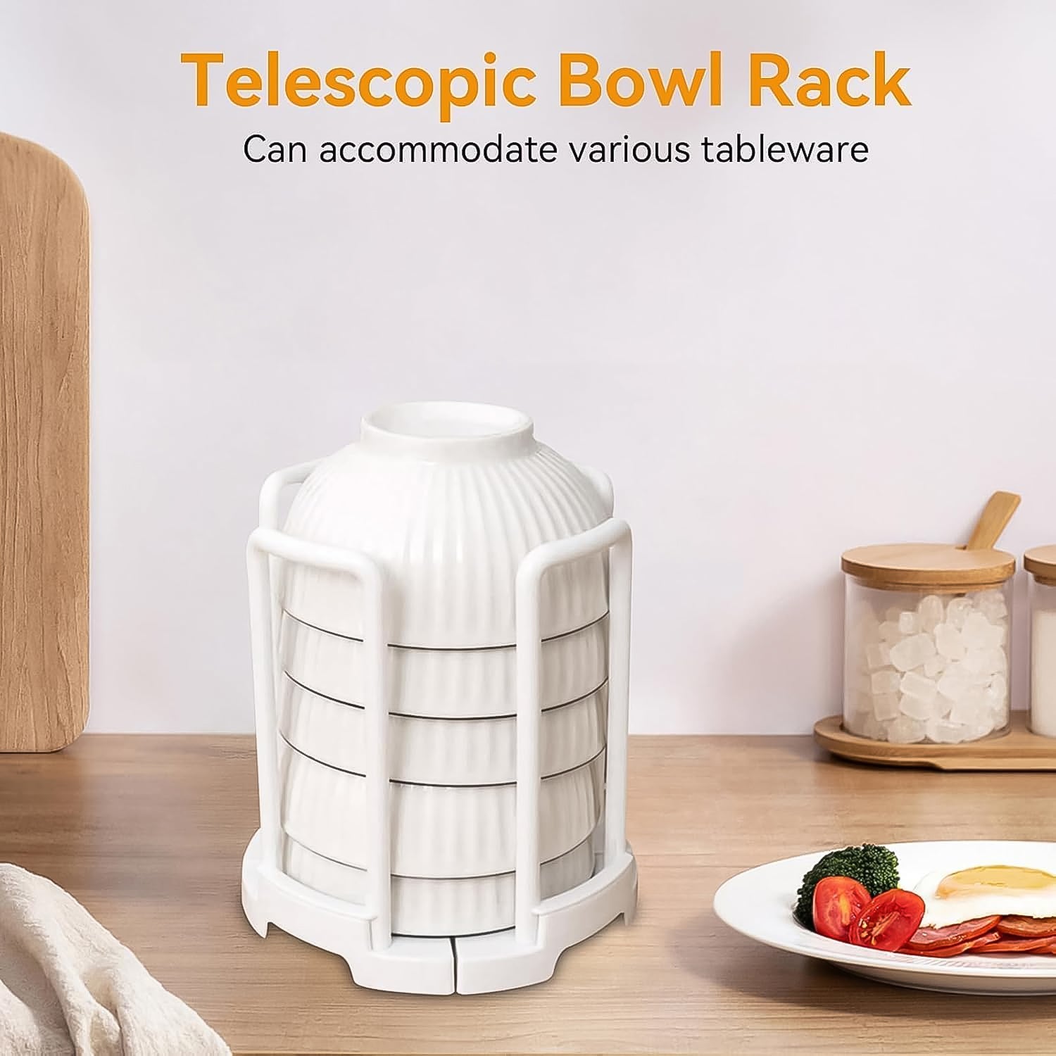 Wukusy plastic bowl holder and organizer drain rack for kitchen, designed to hold and dry bowls efficiently