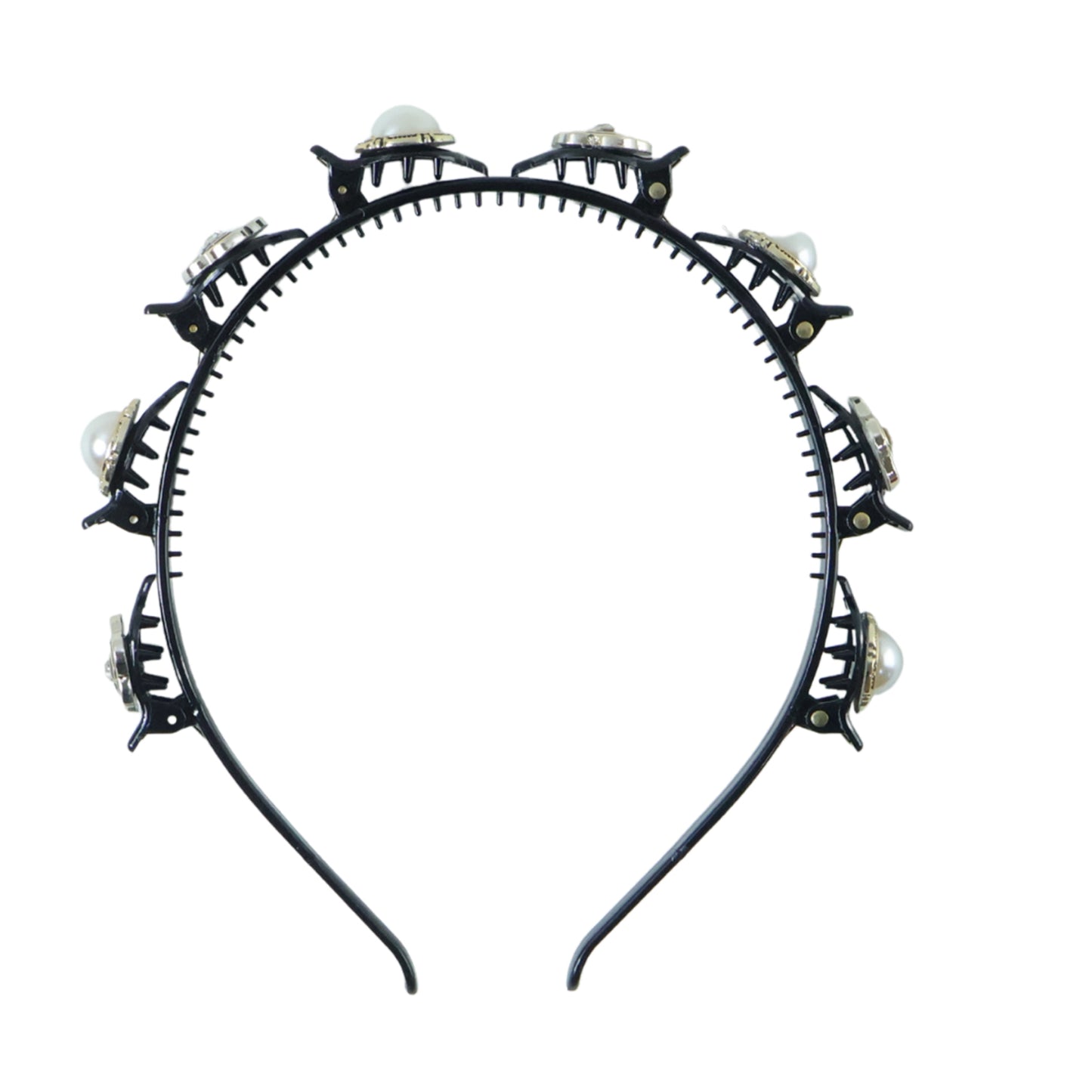 Elegant Wukusy pearl design hair headband with stylish, decorative pearls on a sleek band, perfect for special occasions.