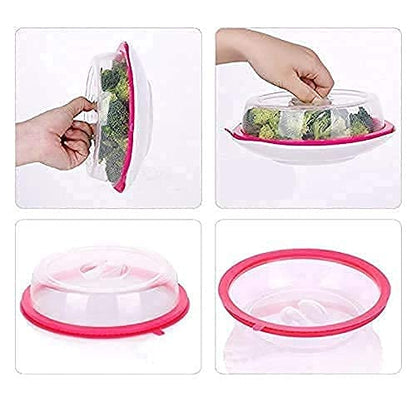 Wukusy microwave food cover, airtight splatter guard, dishwasher safe kitchen plate lid for microwave oven use.