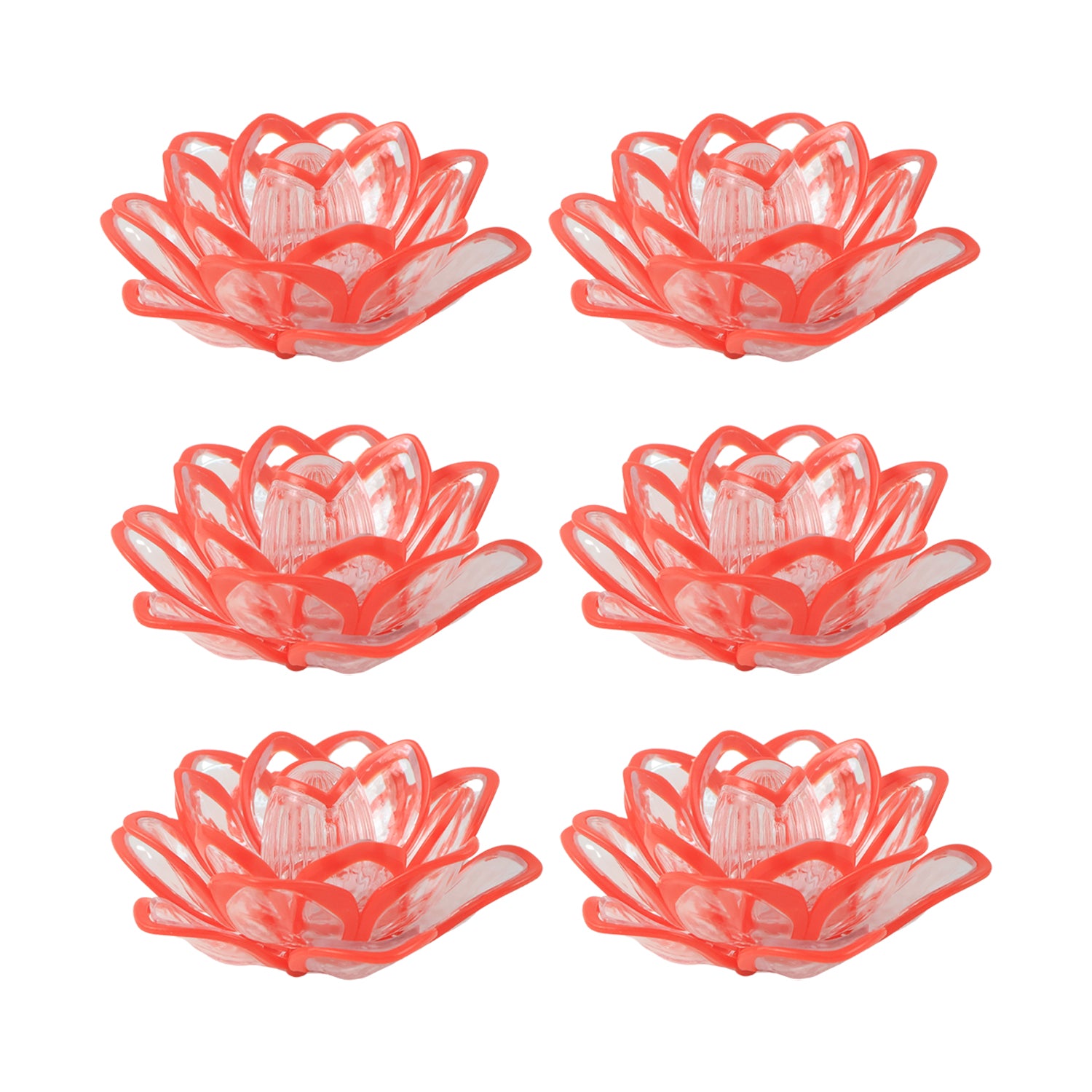 Set of 6 lotus-shaped LED flameless decorative candles for home decor by Wukusy, featuring warm, flickering light and intricate lotus designs.