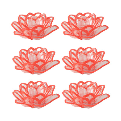 Set of 6 lotus-shaped LED flameless decorative candles for home decor by Wukusy, featuring warm, flickering light and intricate lotus designs.
