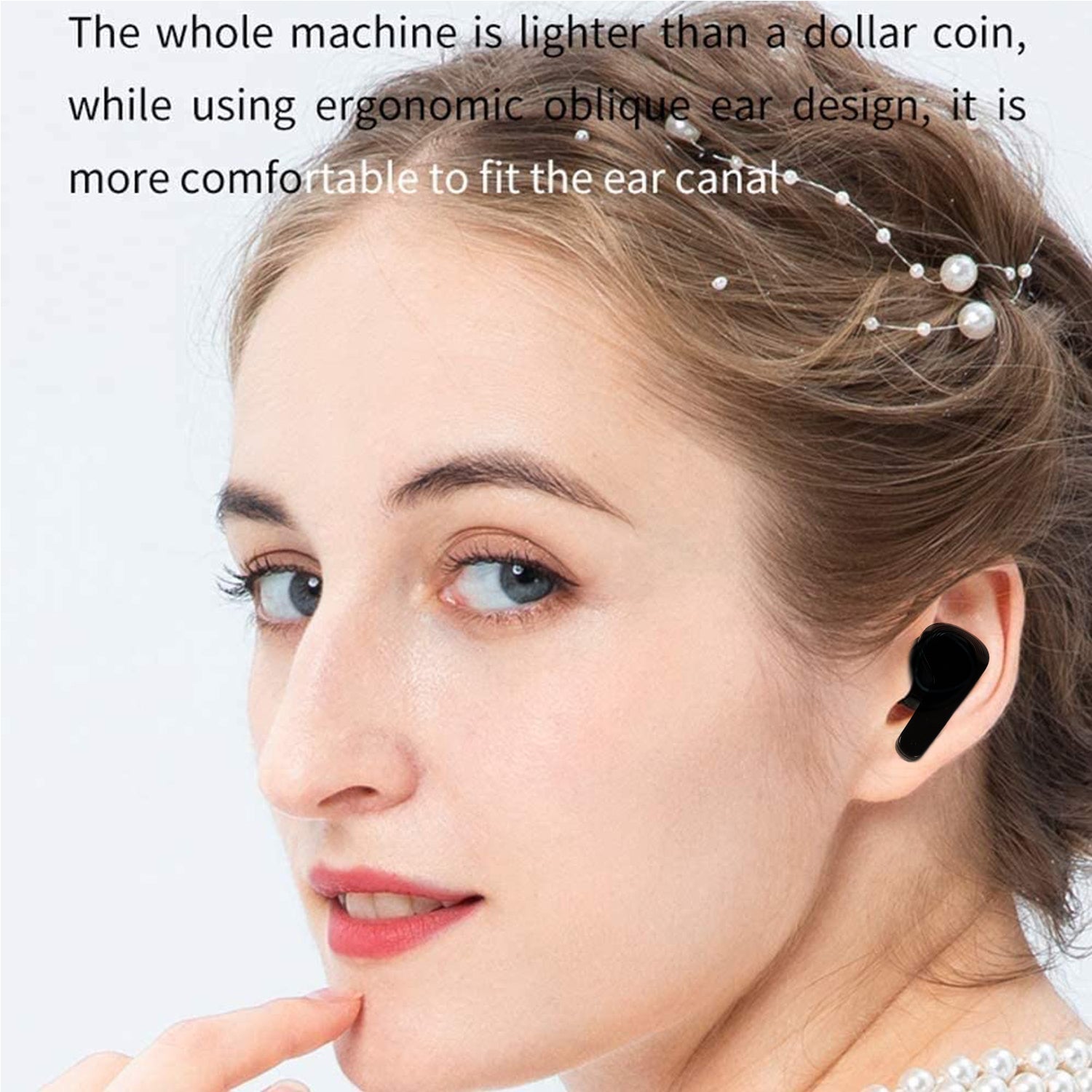 Black Wukusy 6705 Bluetooth earphones with touch control, wireless stereo sound, high-end materials, designed for mobile accessories.