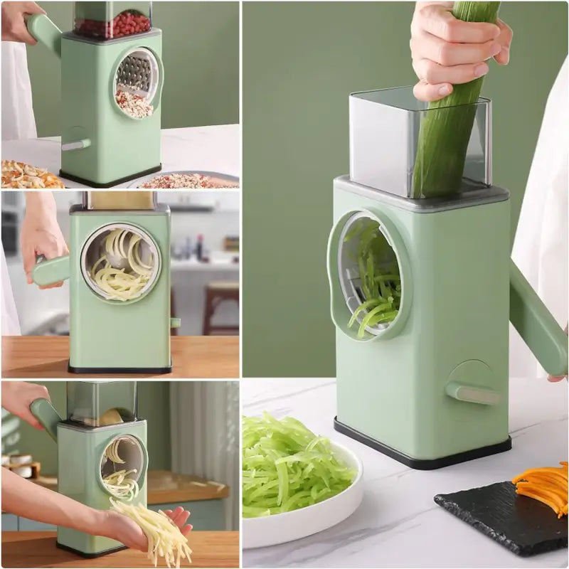 Ekom stainless steel vegetable chopper with 6 blades, kitchen mandoline slicer for efficient vegetable slicing and dicing.