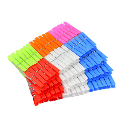 Set of 144 Wukusy multi-purpose plastic clothes clips for drying and hanging laundry, ideal for home clothes drying.