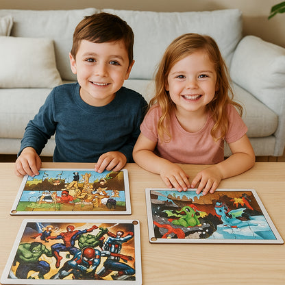 Educational wooden jigsaw puzzle board by Wukusy featuring mix design for kids' learning and play, made from durable wood.