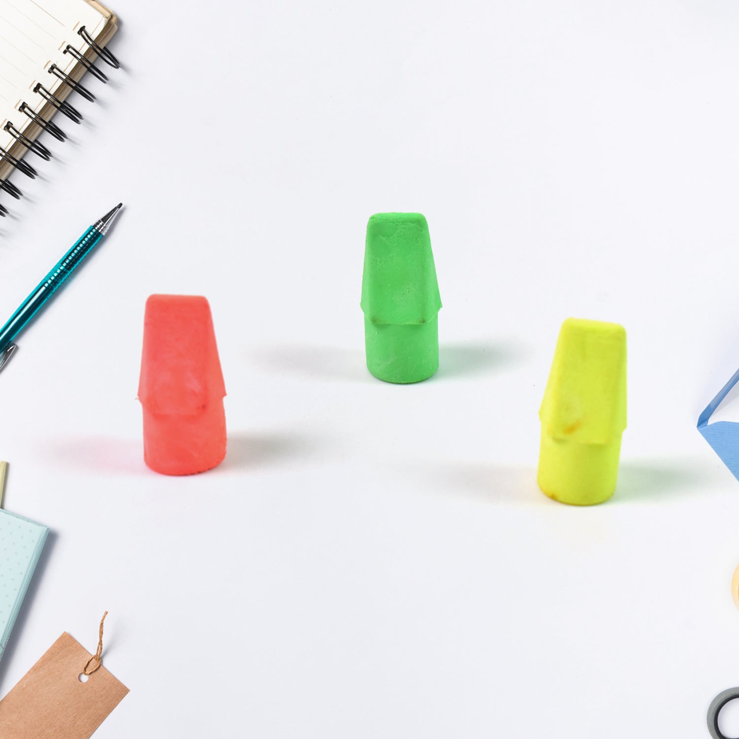 Colorful Wukusy pencil top eraser with rubber design, perfect for office use and easy to remove from pencils.