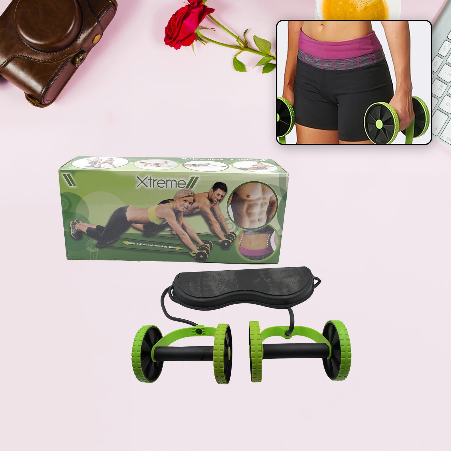 Wukusy 7246 Professional Fitness Ab Builder resistance tube for core workouts, shown with handles and adjustable length for home gym use.