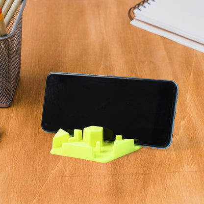 Colorful Wukusy plastic mobile phone stand holder shown from multiple angles, versatile and lightweight for hands-free use.