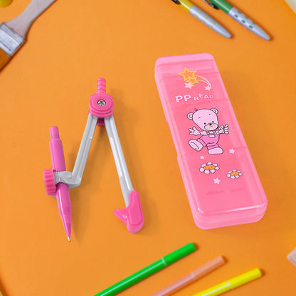 Wukusy 3-in-1 kids' geometry compass set with multiple drawing tools for school and office use, featuring colorful plastic components
