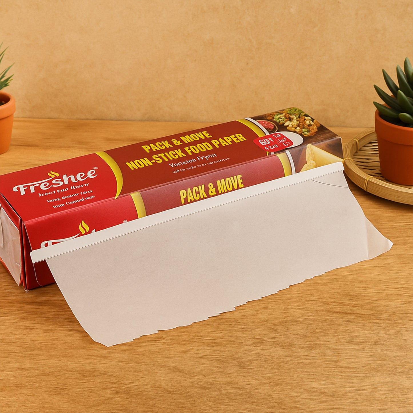 Wukusy Freshee Pack Move non-stick food paper roll, 45 meters total, ideal for kitchen use and food wrapping.