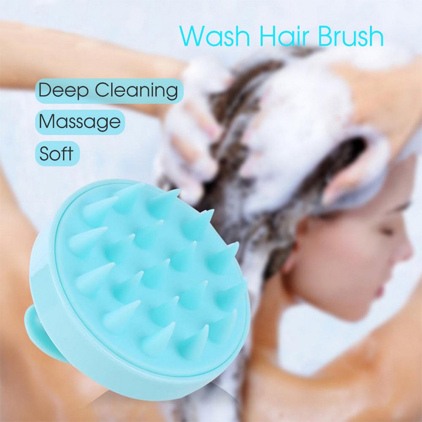 Wukusy 6099 Hair Scalp Adjustable Massager Shampoo Brush showing textured bristles and ergonomic handle for effective scalp cleansing