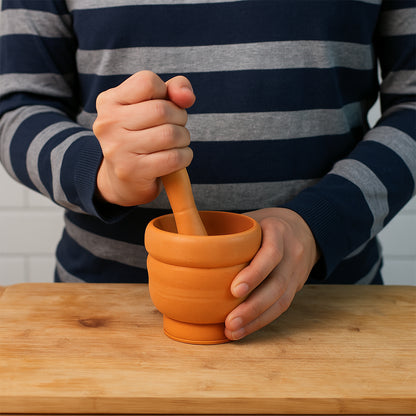 Wukusy unbreakable plastic mortar and pestle set for home kitchen use, durable and lightweight for grinding spices and herbs.