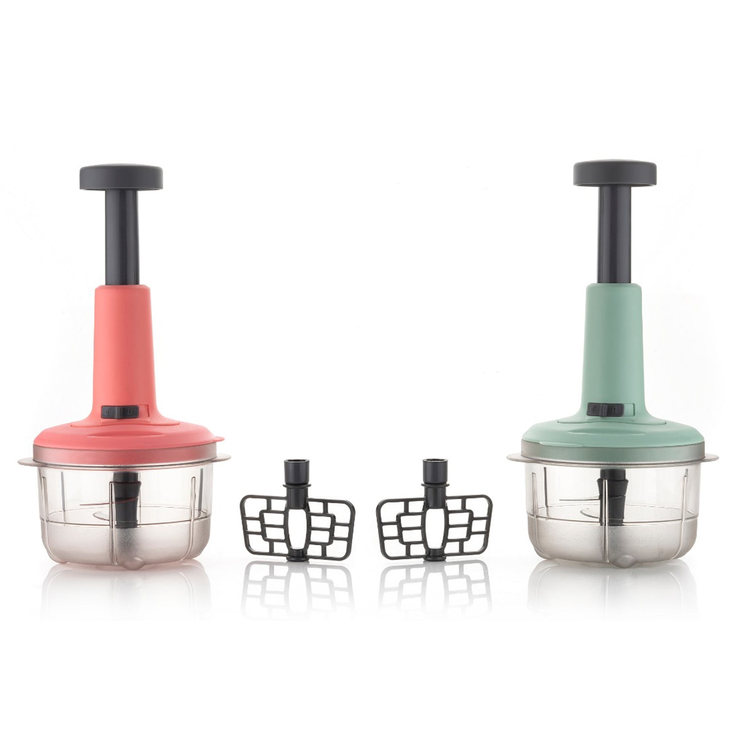 Wukusy 5102 2-in-1 manual food chopper with stainless steel blade, 800ml capacity for chopping fruits, vegetables, herbs, and onions