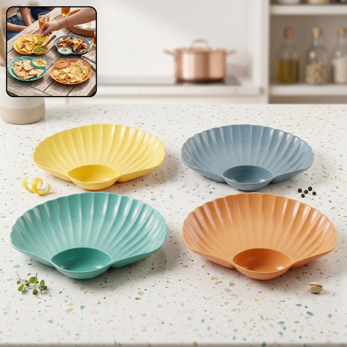 Shell Shaped Snack Serving Plate Tray  Stylish  Reusable