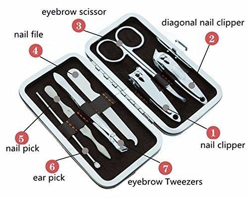 Wukusy 7-in-1 pedicure and manicure tools kit for women with various nail care tools in a compact set.