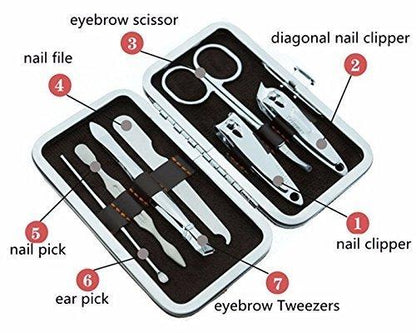 Wukusy 7-in-1 pedicure and manicure tools kit for women with various nail care tools in a compact set.