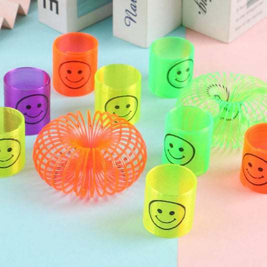 Set of 12 multicolor Wukusy magic smiley spring toys, portable and easy-to-carry slinky spring toys for kids' birthdays