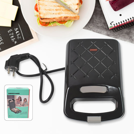 Wukusy sandwich maker with non-stick plates, 500W, compact home kitchen appliance for quick sandwich preparation
