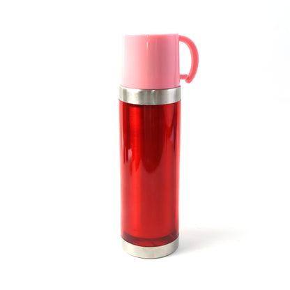 Wukusy insulated travel mug with handle lid, 500ml stainless steel bottle for hot and cold beverages, black finish