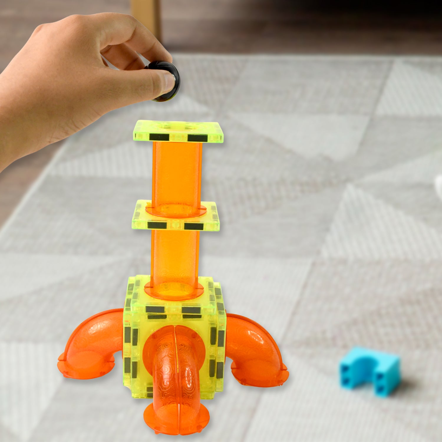 Wukusy Marble Magnetrix magnetic marble run building set with colorful marble tracks and magnetic connectors for creative play.