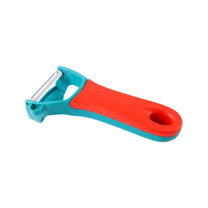 Wukusy 4-in-1 multi-functional vegetable and fruit peeler with ergonomic handle and multiple peeling blades for versatile kitchen use.