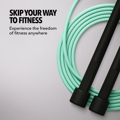 Wukusy high-speed skipping rope with foam padded handles, ready for fitness workouts and cardio training.