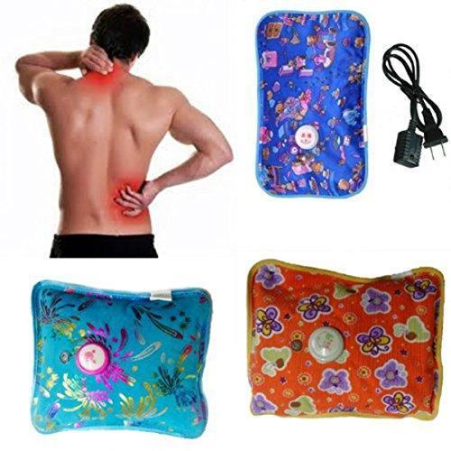 Wukusy 0341 electric hot water bag in soft fabric with a cord for heating, displayed on a bed with cozy surroundings.