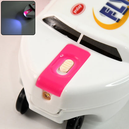 Wukusy airplane-shaped compass box with LED light and built-in sharpener, designed for office use, featuring colorful airplane design.