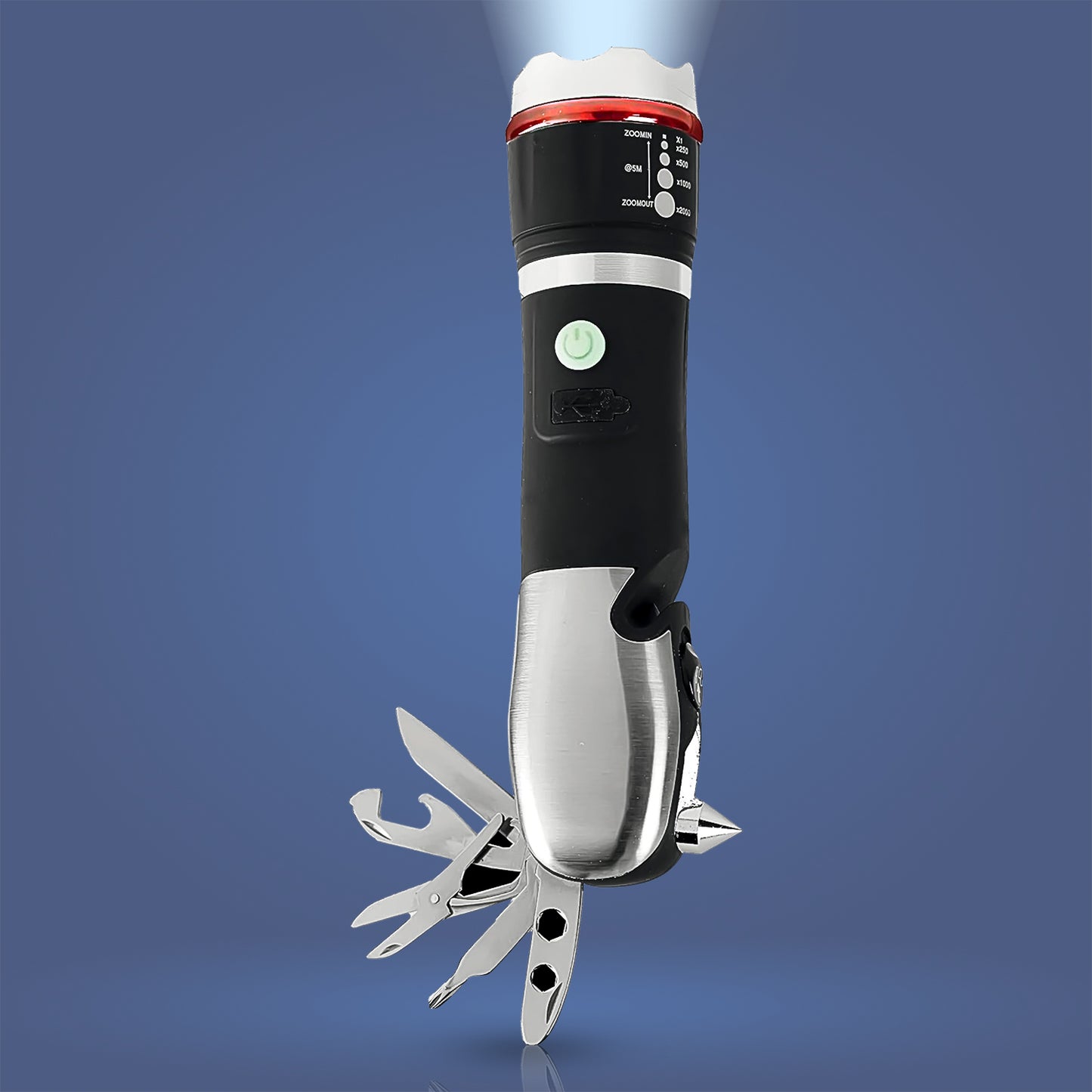 Wukusy multi-tool LED flashlight with integrated tools, compact and versatile for home improvement projects.
