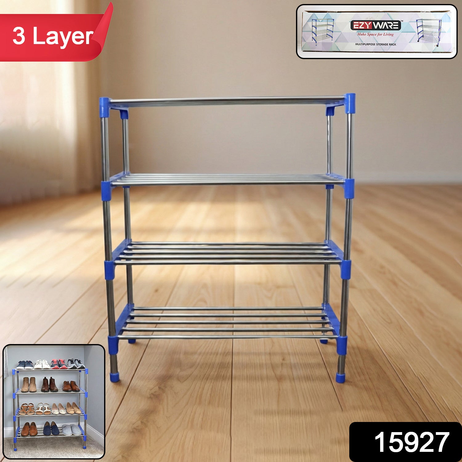 Wukusy multi-layer shoe rack organizer with four tiers, ideal for home shoe storage and organization.