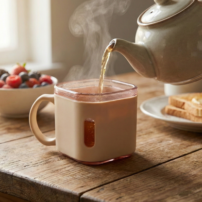 Six-piece Wukusy premium square-shaped tea cup set with 150ml capacity, featuring modern design and ceramic construction.