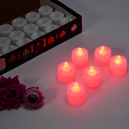 Set of 24 Wukusy red flameless LED tealights, smokeless plastic candles for home decor, safe and decorative LED tea lights