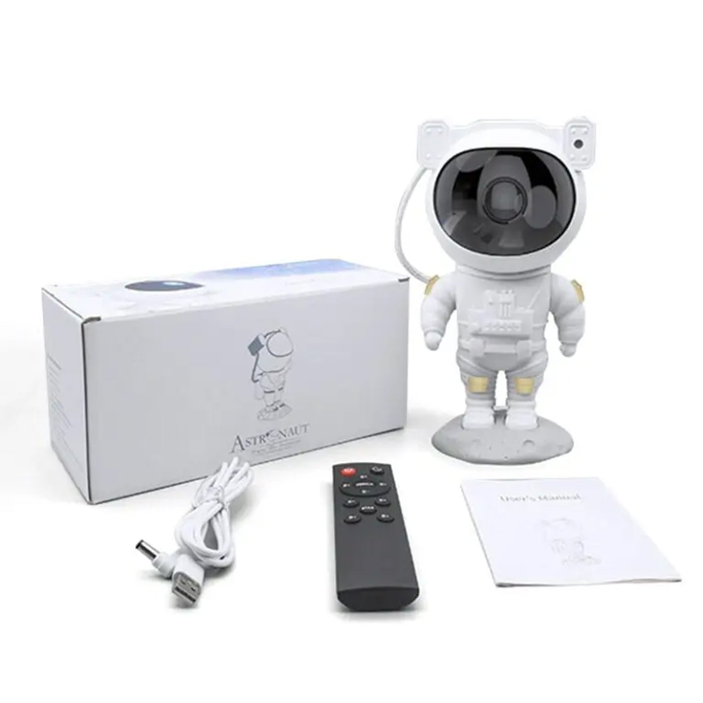 Wukusy Robot Sky Space Stars Light Astronaut Galaxy Projector night lamp displaying starry sky projection in a bedroom setting