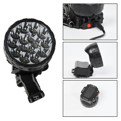 Wukusy 7517 Head Lamp with 15 LED lights, rechargeable, adjustable for outdoor activities like camping, fishing, hiking, and cycling.