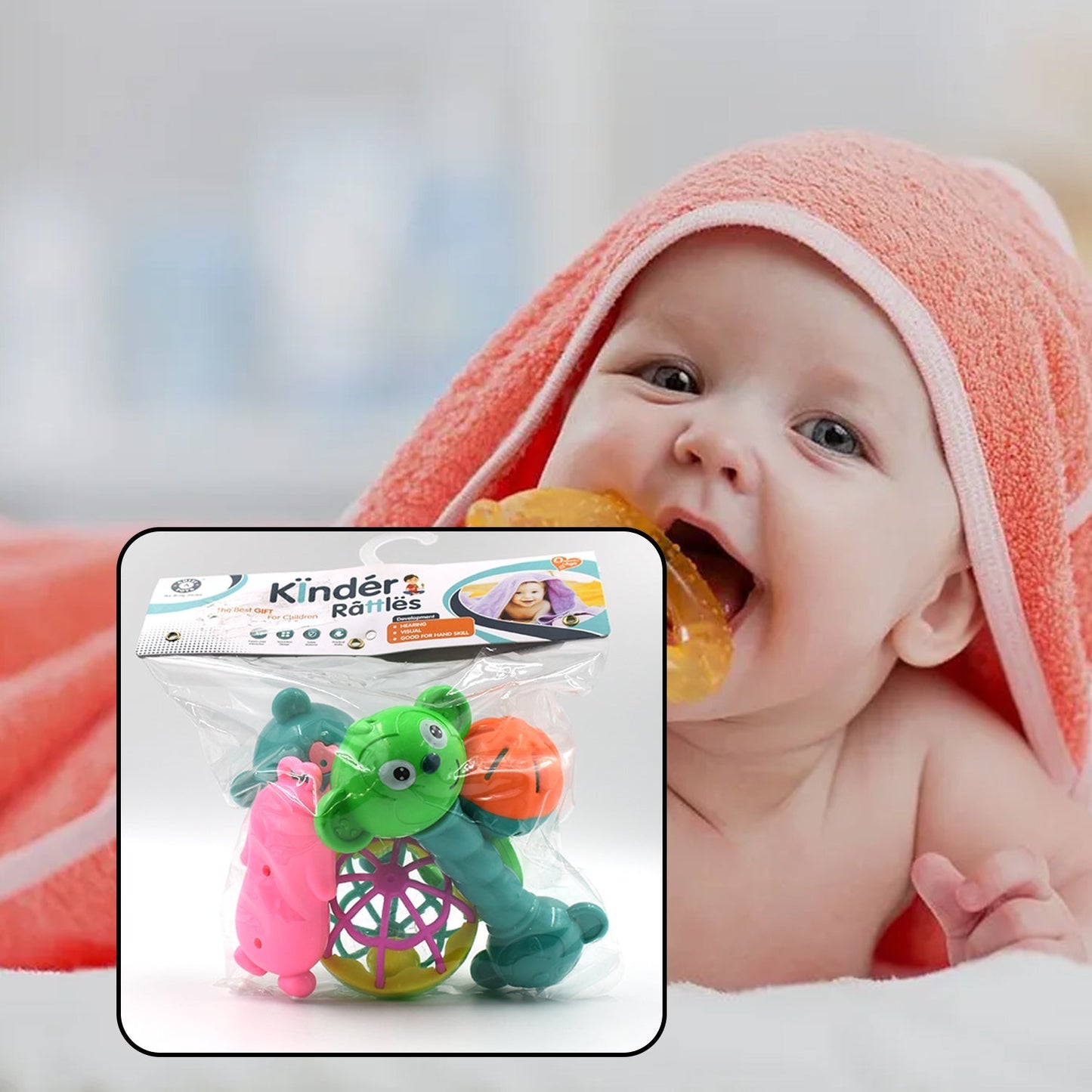 Wukusy 1938 At38 5-piece baby rattles toy set for kids and babies, perfect for playing and enjoying developmental fun.