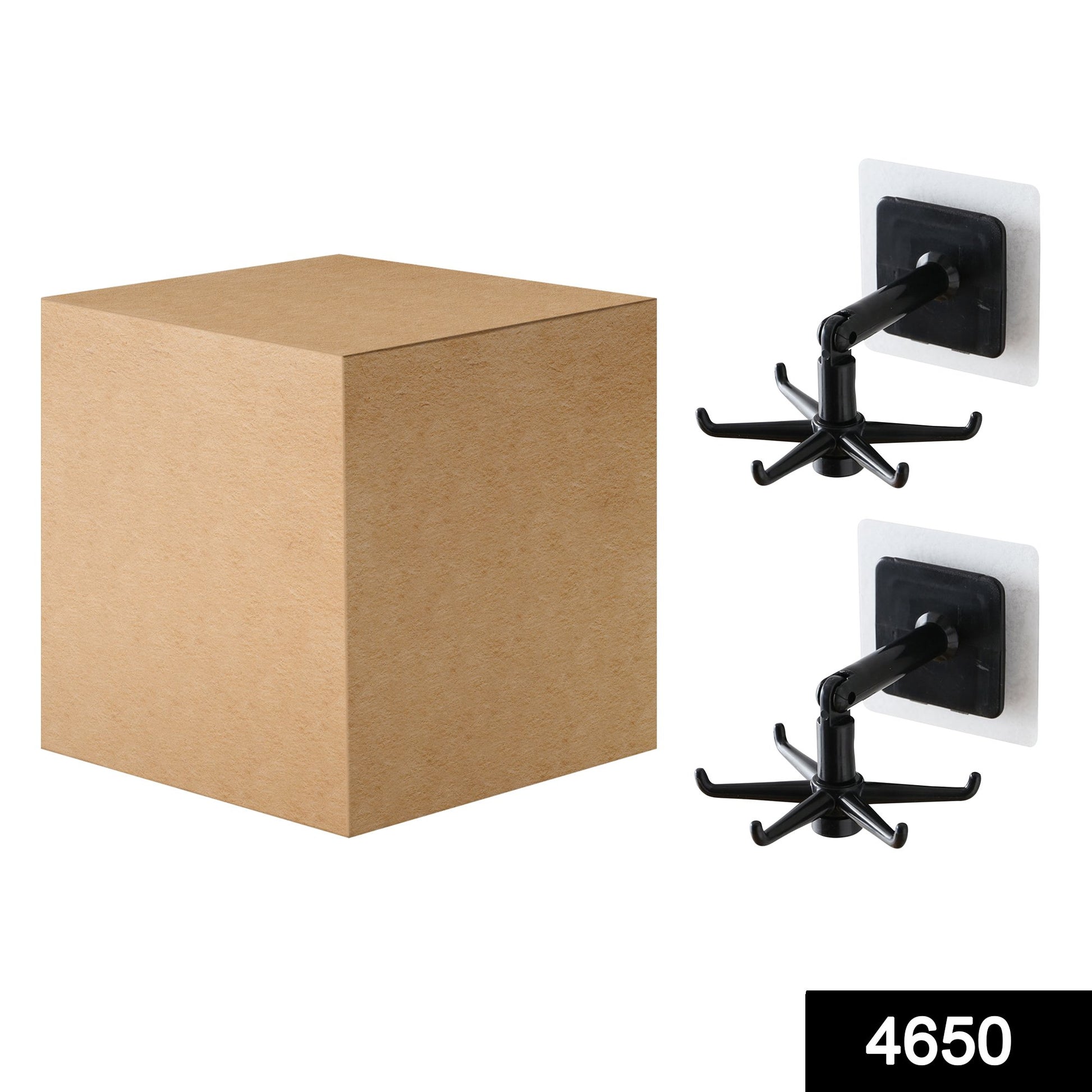 Pair of Wukusy 4650 360° rotatable hooks for hanging, brown box, versatile home and kitchen organization accessories.