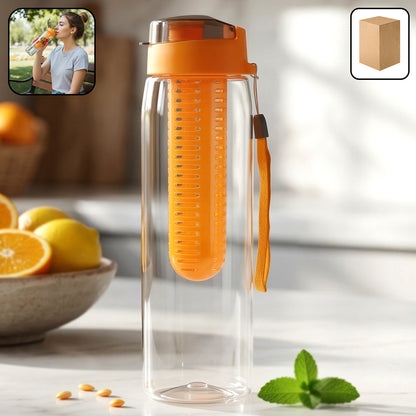 Wukusy premium 1200ml fruit infuser water bottle with clear body and black lid, perfect for infused water on the go