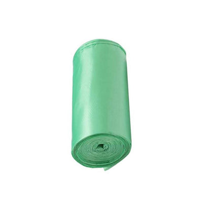 Green biodegradable trash bags roll from Wukusy, 19x21 inches, eco-friendly garbage bags for home waste disposal.