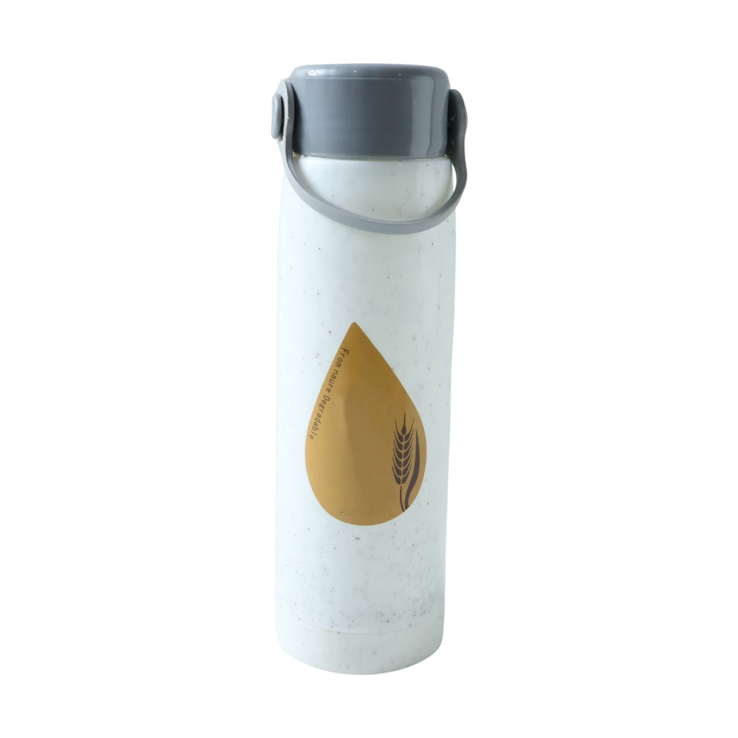 Wukusy premium glass water bottle with mobile phone holder, 380ml capacity, showing clear glass bottle with attached phone holder