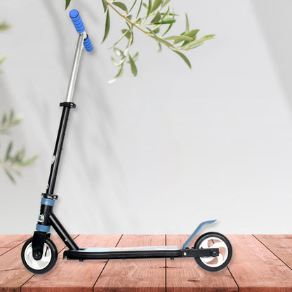 Wukusy kids ride-on leg push scooter with two wheels, foldable design, height adjustment, multicolor for boys and girls aged 4-8.