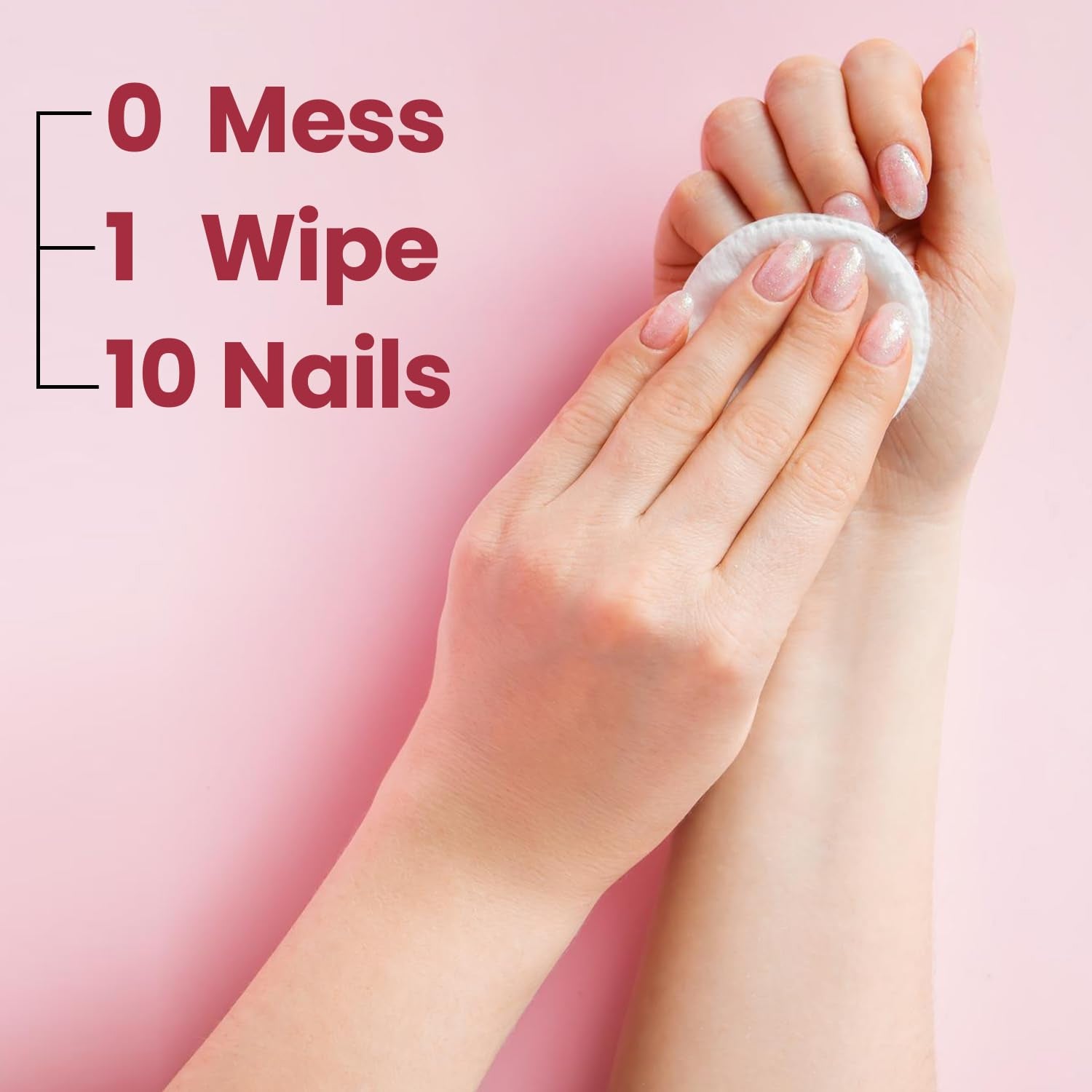Wukusy nail paint remover wet wipe with acetone-free, gentle nail care formula, designed for easy and effective polish removal.