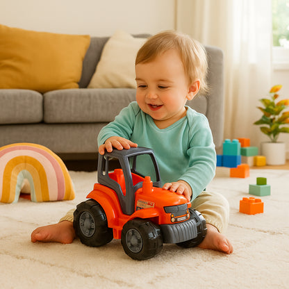 Wukusy Funwoods Kids friction-powered tractor toy with colorful details, designed for children’s outdoor play and imaginative fun.