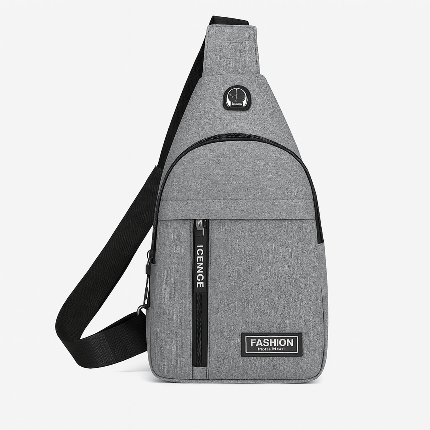 Wukusy waterproof waist bag with USB charging port, earphone hook, shoulder strap, designed for travel and office use.