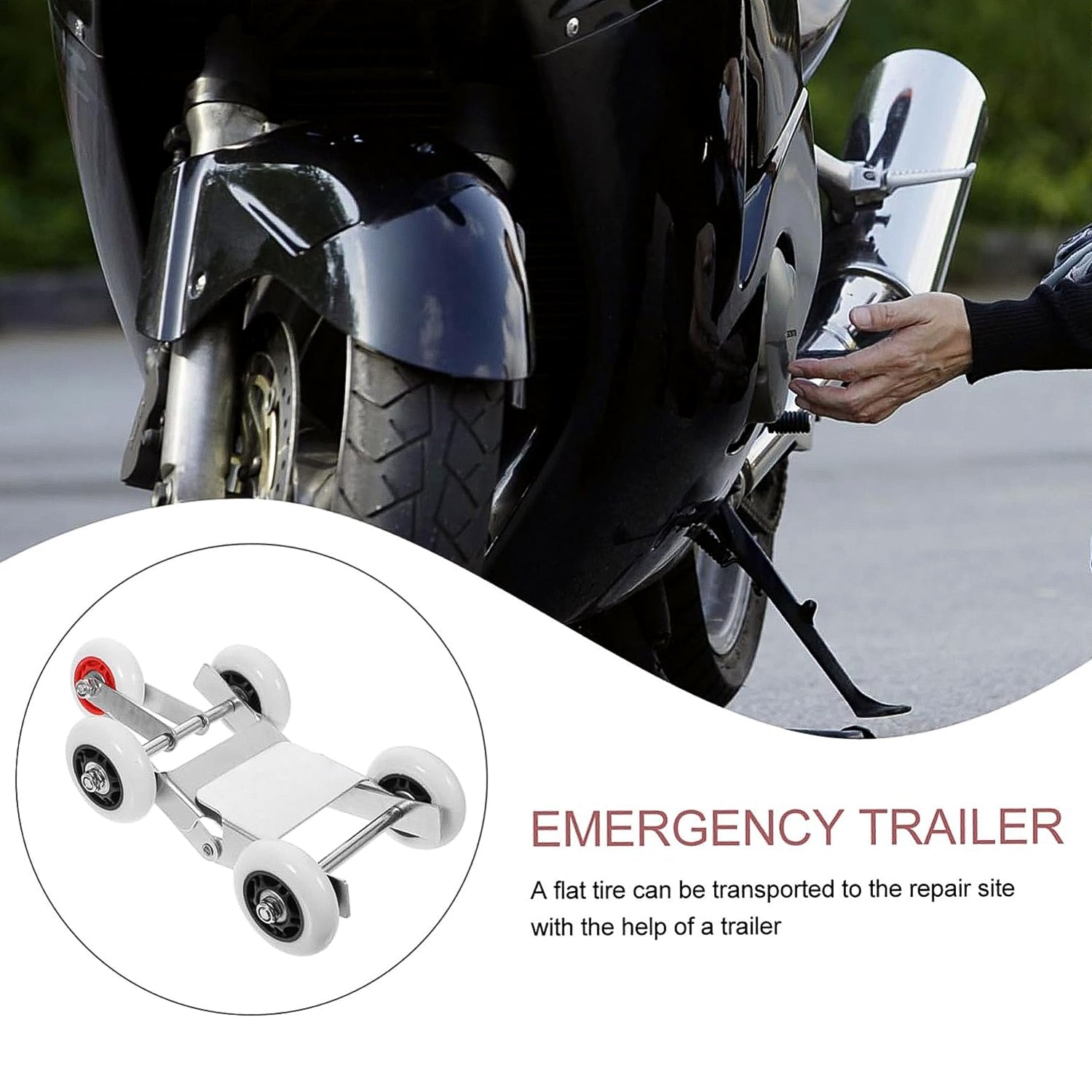 Wukusy heavy-duty motorcycle front wheel parking roller stand, durable automotive wheel support for motorcycle maintenance and storage.