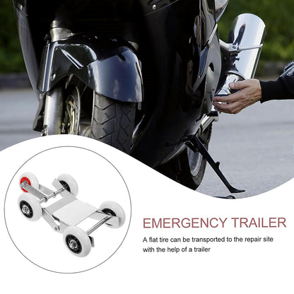 Wukusy heavy-duty motorcycle front wheel parking roller stand, durable automotive wheel support for motorcycle maintenance and storage.