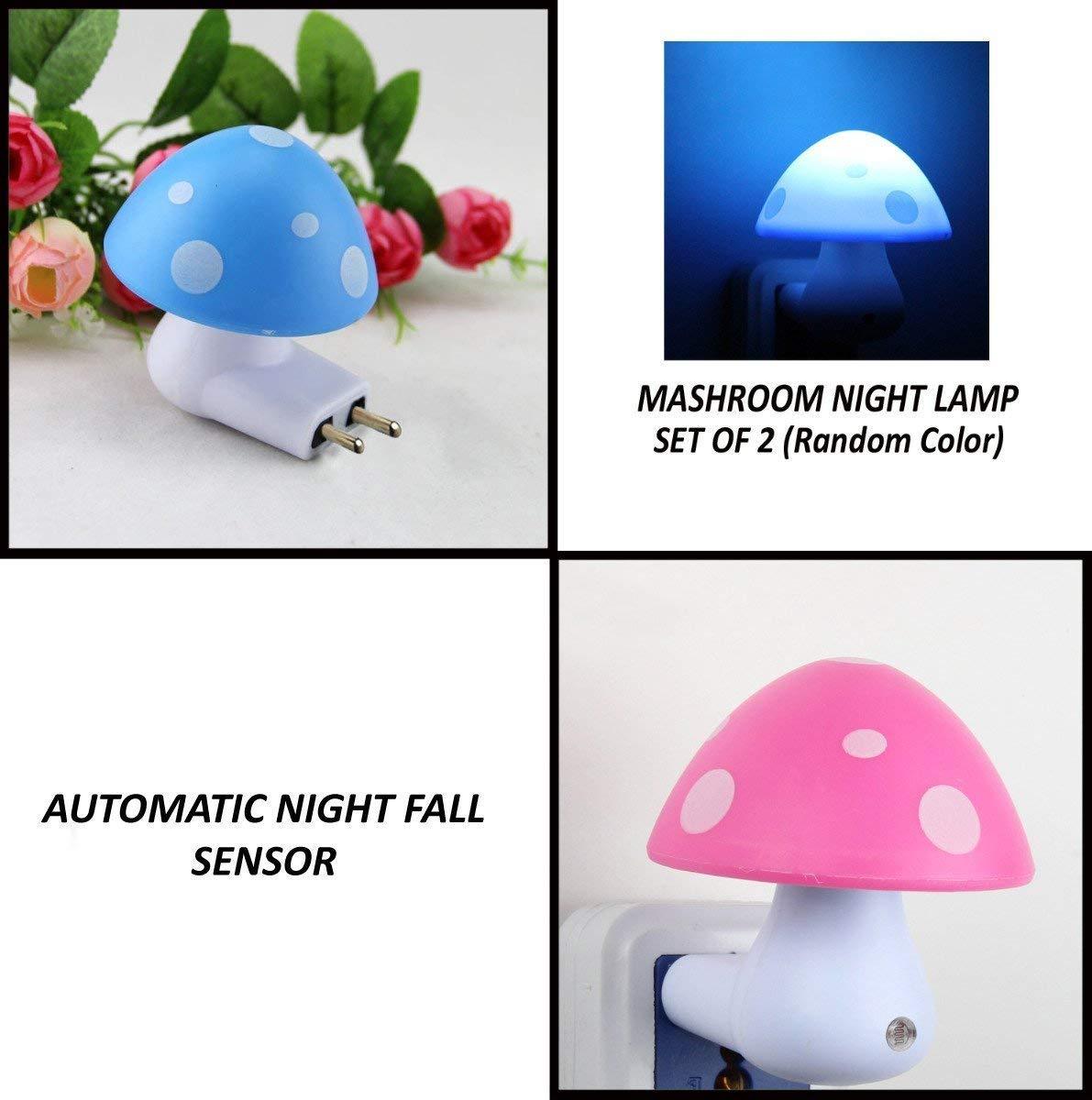 Wukusy automatic night sensor mushroom lamp with multicolour LED lights, perfect for home decor and ambient lighting.