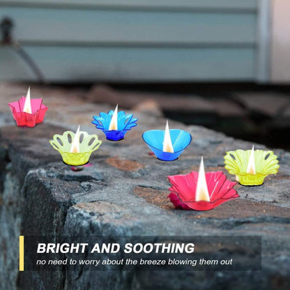 Wukusy Magical Reflection Diya Set with 6 attractive design cups, 12-piece home decor diya and cup set for festive lighting.